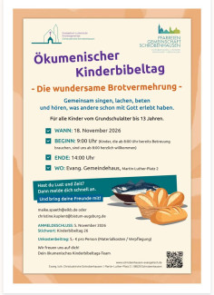 Herzliche Einladung zu unserem ersten ökumenischen Kinderbibeltag am Buß- und Bettag, 18. November im Evangelischen Gemeindehaus!